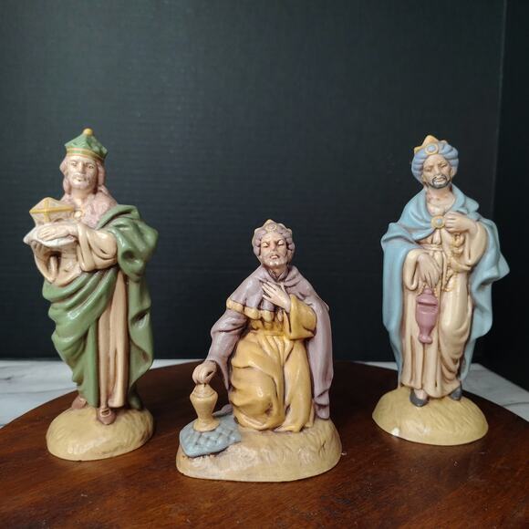 3‎ Piece Vintage Hand Painted Ceramic Nativity 3 Wise Men 1974 Atlantic Mold - Picture 1 of 10